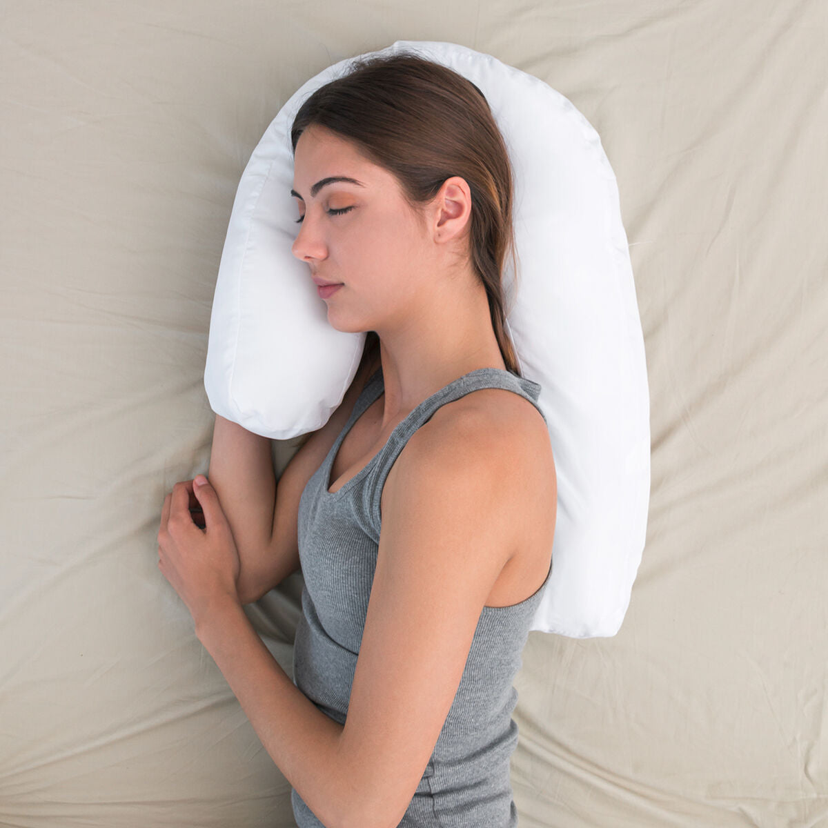 Kylkinukkujan U-tyyny, ergonominen, pestävä päällinen, raskauteen, InnovaGoods – U-tyyny tuki selälle – kuva 1