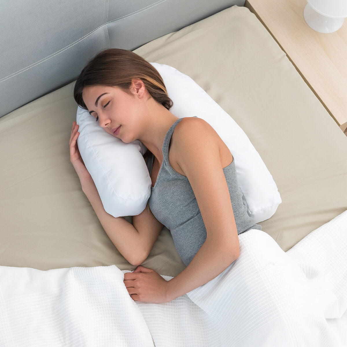 Kylkinukkujan U-tyyny, ergonominen, pestävä päällinen, raskauteen, InnovaGoods – tuki selälle raskaus tyyny – kuva 6