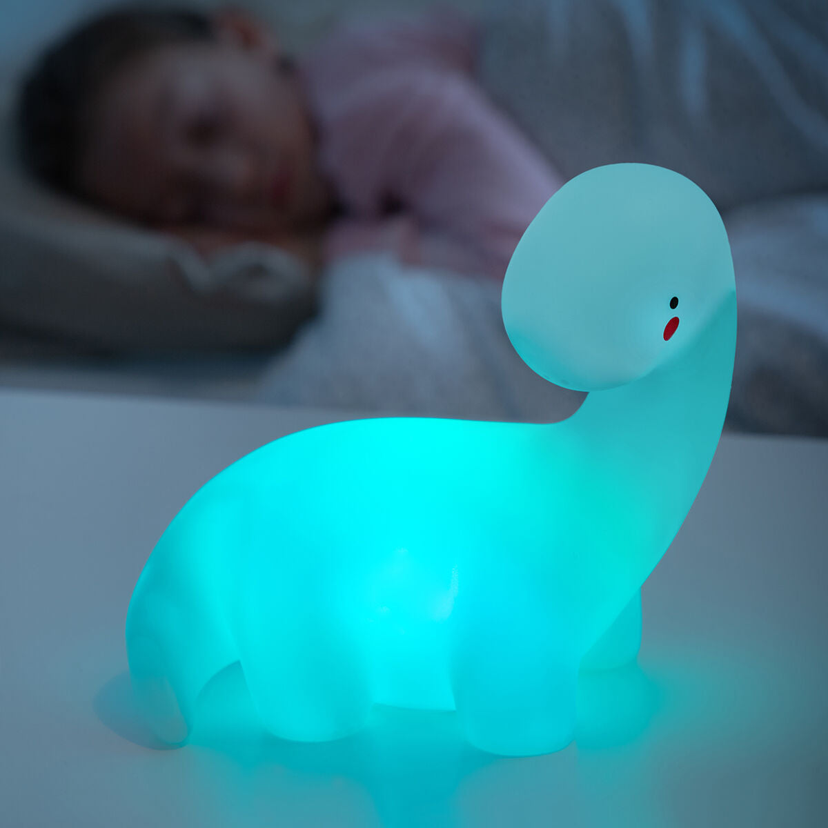 Dinosaurus yövalo RGB LED, lapsille 3+, paristokäyttöinen LR44, 13x12x8 cm