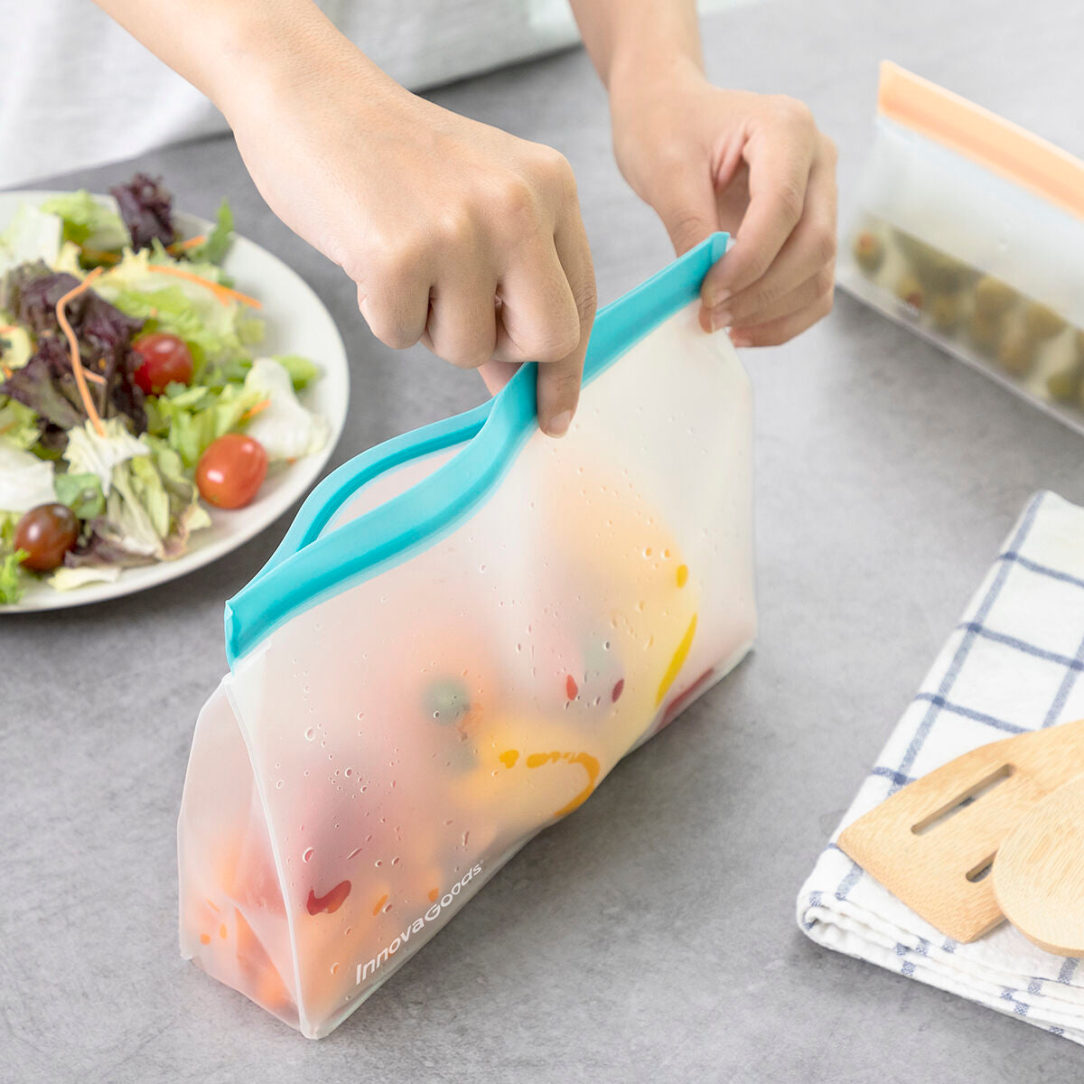 Uudelleenkäytettävät säilytyspussit, ilmatiiviit ziplock 6 kpl - pakastukseen – säilytyspussit pakastuspusseja – kuva 14
