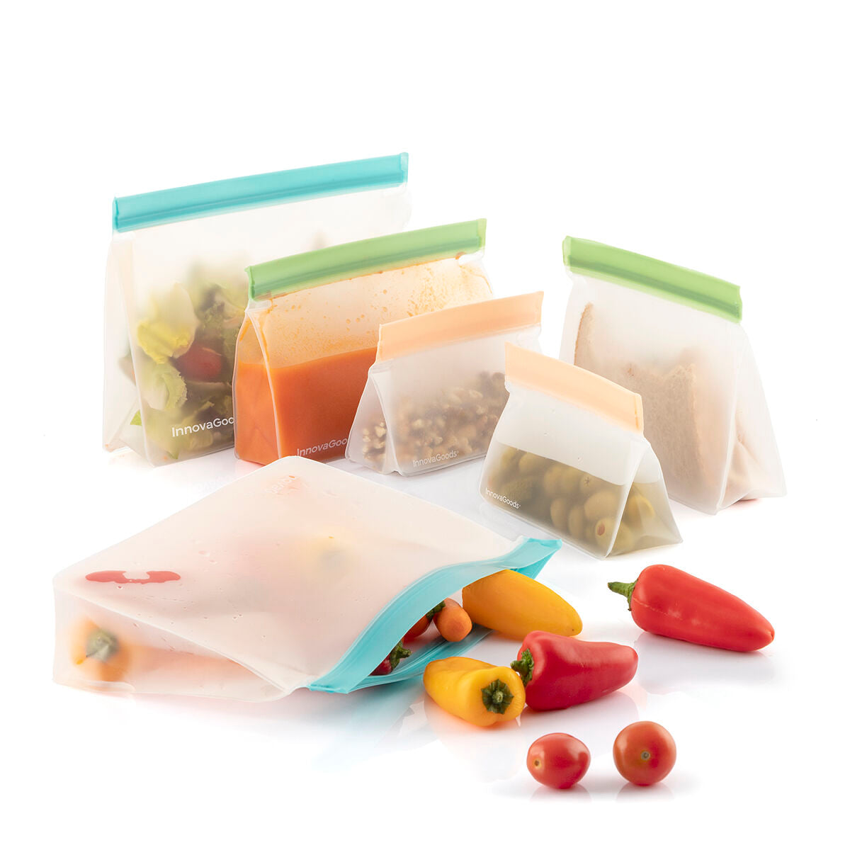 Uudelleenkäytettävät säilytyspussit, ilmatiiviit ziplock 6 kpl - pakastukseen – säilytyspussit ilmatiiviit pussit – kuva 8
