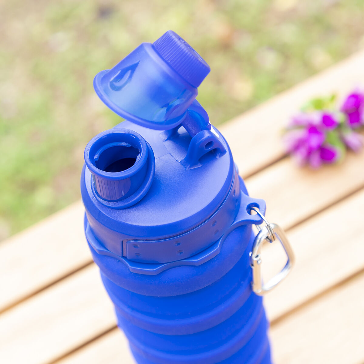 Kokoontaitettava silikonijuomapullo 500 ml, vuotamaton & ripustettava matkalle – kokoontaitettava juomapullo silikonipullo…