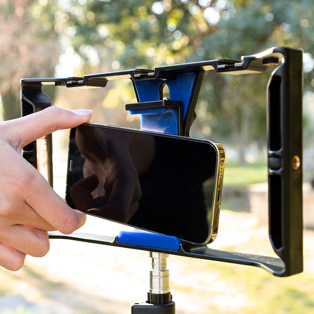 Puhelimen vakaaja videostabilisaattori, manuaalinen, jalustasovite ja sivukahvat – manuaalinen vakaaja matkakäyttö – kuva 9