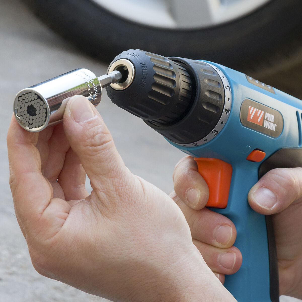 Yleishylsy 7–19 mm, porakoneeseen & räikkään, jatkovarsi, adapteri, 105° kulma – DIY-työkalut räikkähylsy – kuva 1
