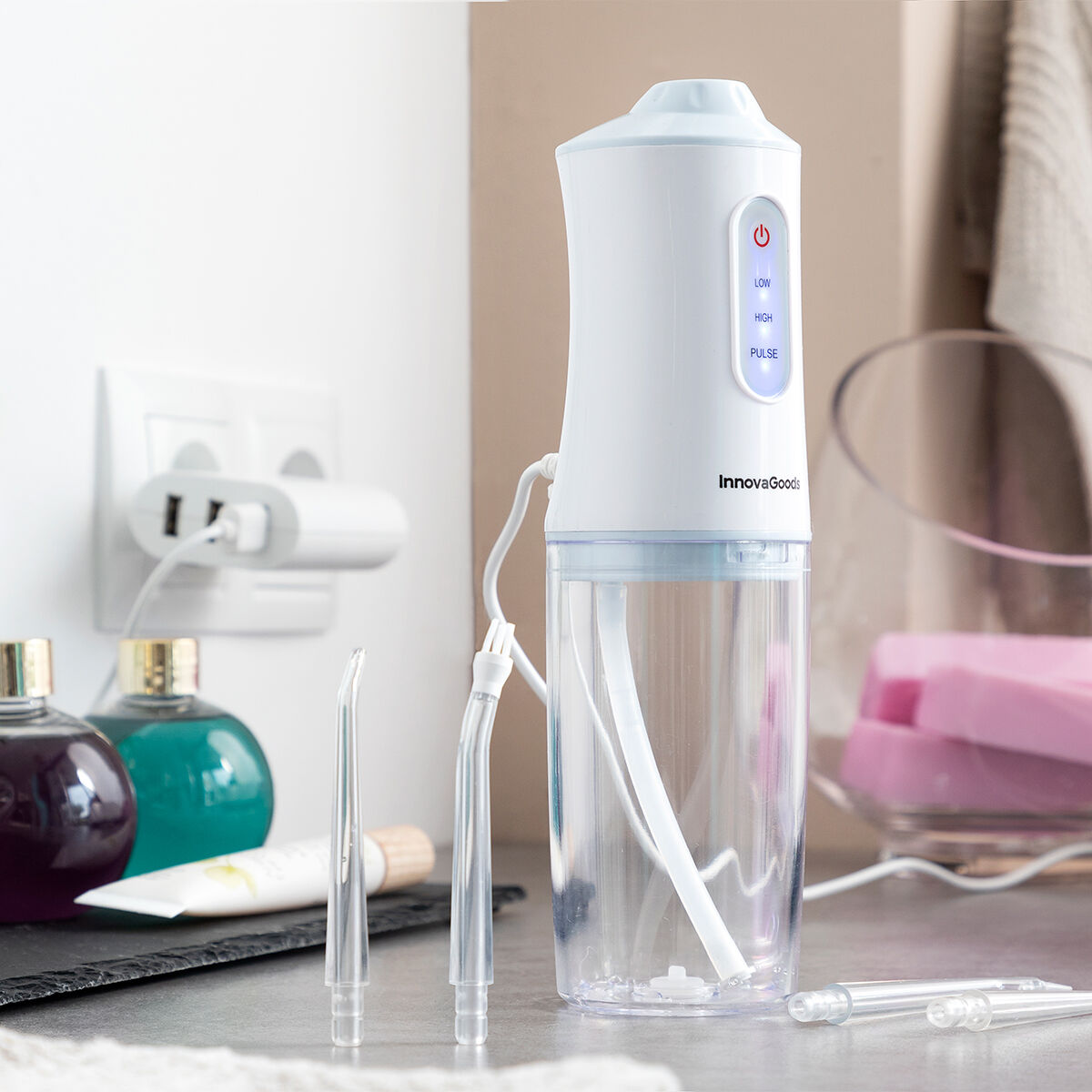 Suusuihku hiljainen kannettava, USB-ladattava 220 ml, IPX6, 3 tilaa & 4 suutinta – lahja naiselle oikomishoidon apu – kuva 6
