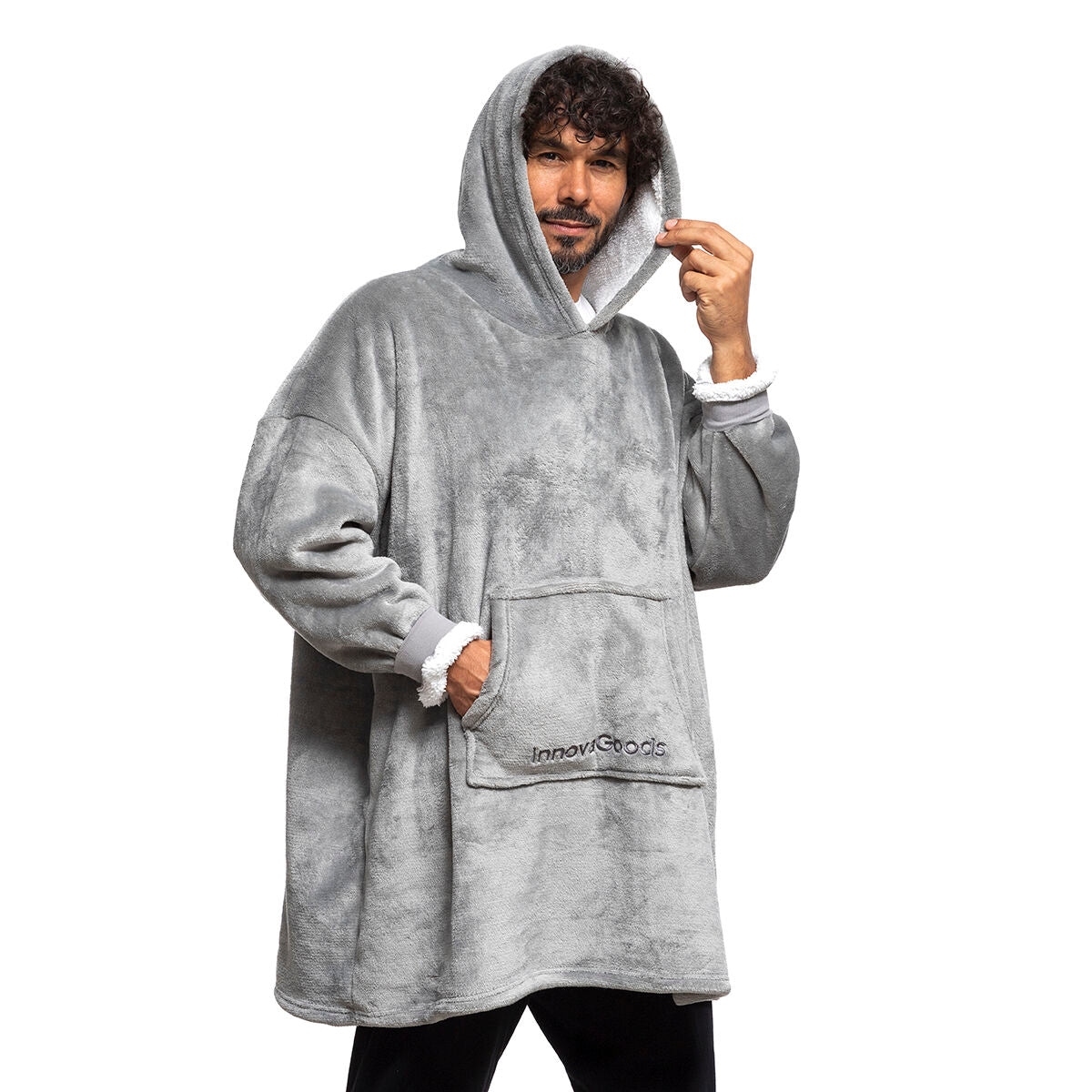 Hupparipeitto huopa fleece-vuorilla, oversized unisex – iso huppu ja keskitasku – lahja naiselle hupparipeitto – kuva 2