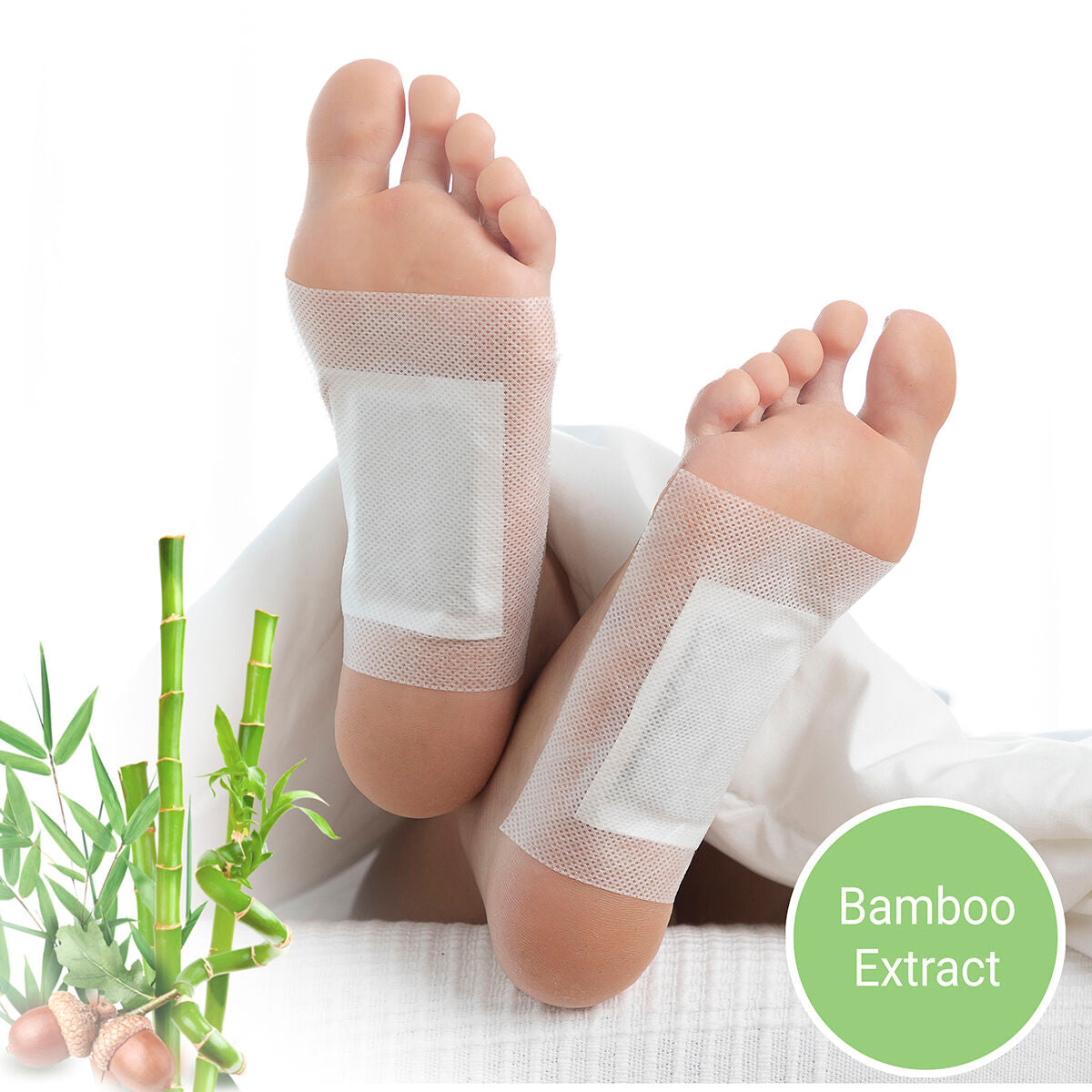 Detox jalkapohjalaastarit bambu 10 kpl, liimattavat 10×12 cm, yökäyttö – jalkapohjalaastarit yökäyttö – kuva 1