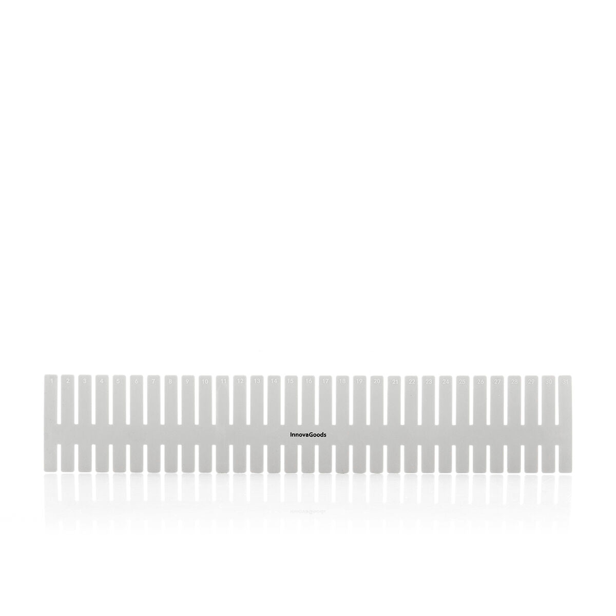 Laatikon jakajat säädettävä, leikattava 16 kpl setti, harmaa - 37 x 7 x 0,2 cm