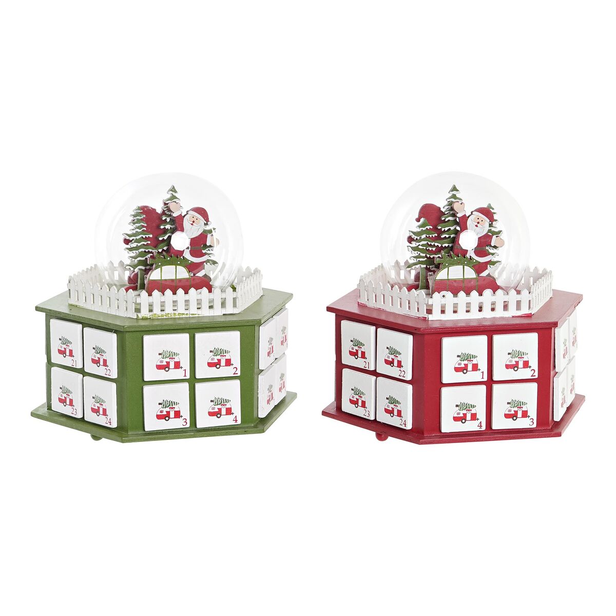 Adventtikalenteri puu LED 2 kpl, 22 x 19 x 20 cm, punainen & vihreä, joulu