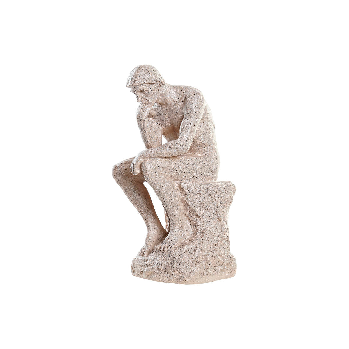 Ajattelija patsas beige resiinistä, koristehahmo mieshahmo 12 x 11 x 25 cm