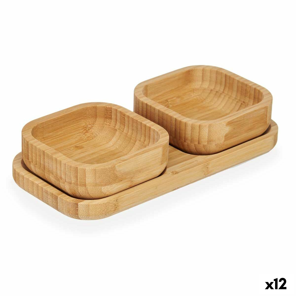 Alkuruokasetti bambu 23 x 4,5 x 11 & 23 x 5,3 x 11 cm, 3-os., ruskea, 12 kpl