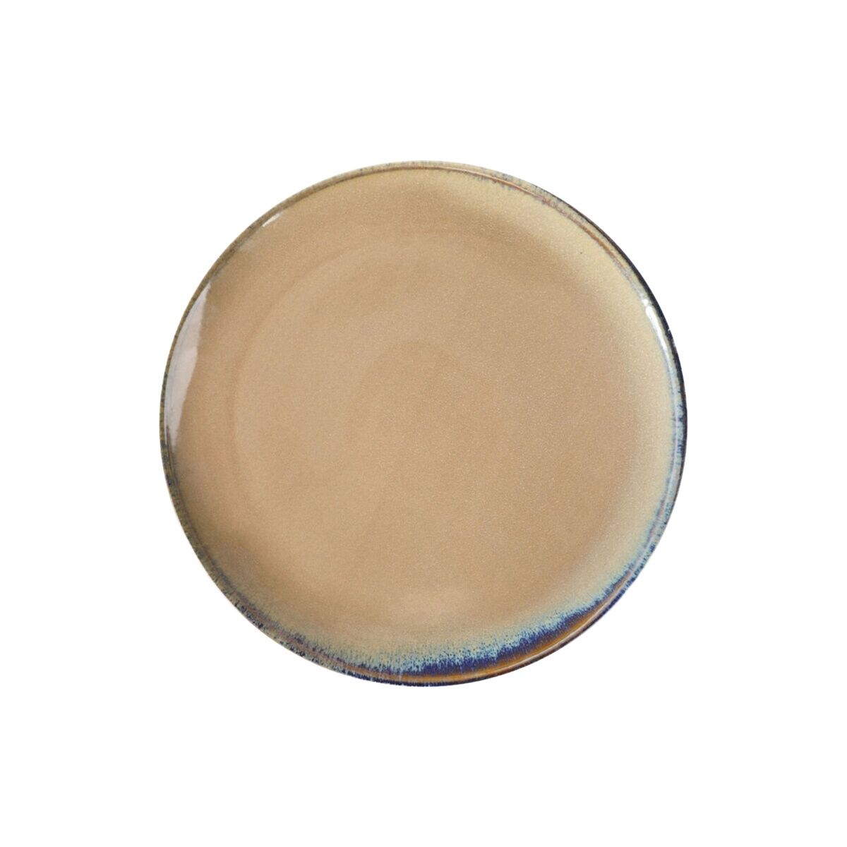 Aluslautanen Ø 32,5 cm, 6 kpl - beige lasitettu pinta ja sinivihreä reuna
