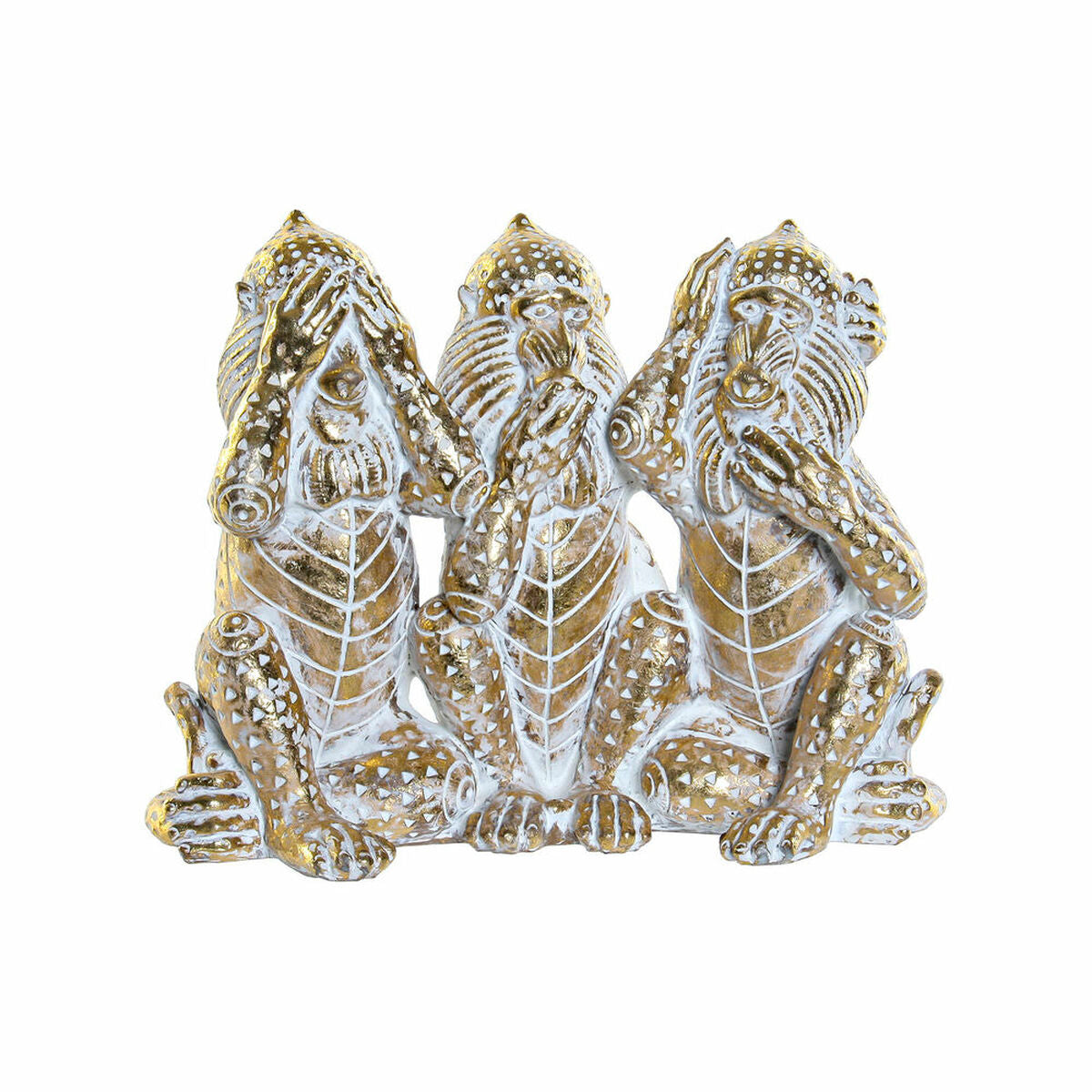Apina koristefiguuri, kullattu trooppinen kolmikko, resiini 21 x 11 x 16,2 cm