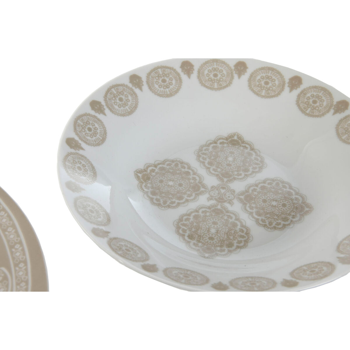 Astiasetti 18 osaa posliinia, sininen & beige, lautaset 19, 20 & 27 cm