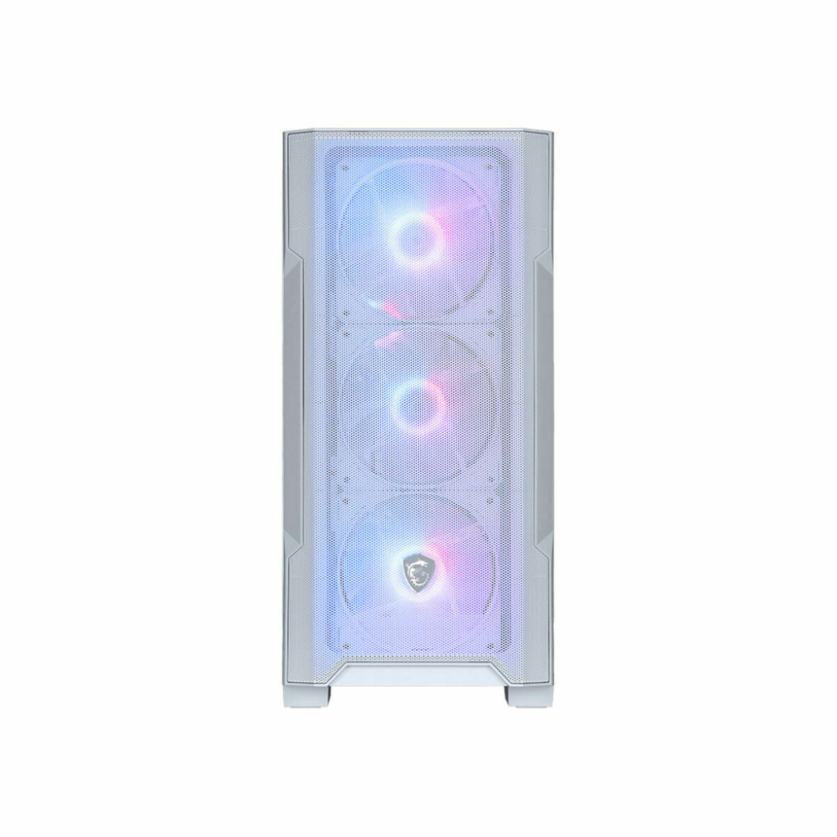 ATX-kotelo valkoinen tempered glass, ARGB 4x120 mm, micro-ATX & HDD-tuki