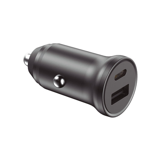Autolaturi 20 W nopea 2-porttinen, USB-C & USB, musta, älypuhelimille autoon