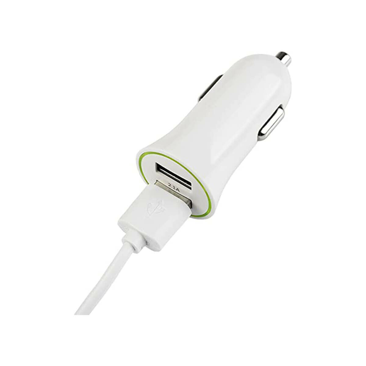 Autolaturi 2x USB 2,1A - valkoinen, kaksoisportti autoon - matkalle & puhelimille