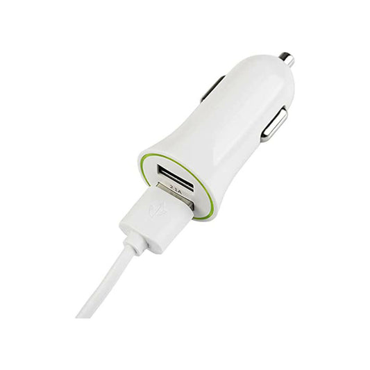 Autolaturi 2x USB 2,1A - valkoinen, kaksoisportti autoon - matkalle & puhelimille