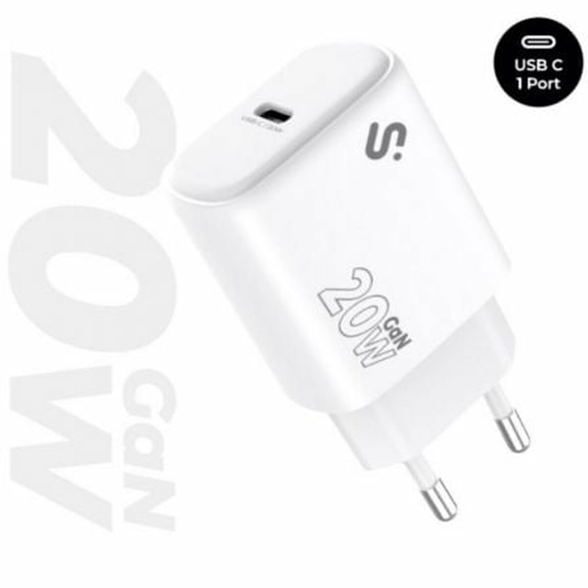 Autolaturi USB-C 20 W, nopea & turvallinen autoon, valkoinen, Plug & Play