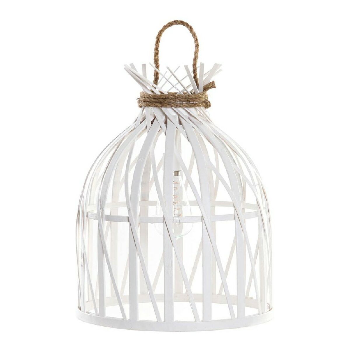 Bambu riippuvalaisin valkoinen, paristokäyttöinen LED 30,5×30,5×40,5 cm