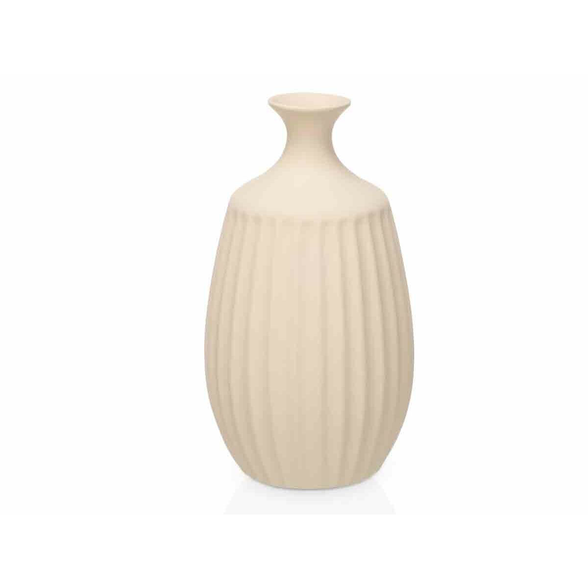 Beige maljakko keramiikka 21 x 39 x 21 cm, raidallinen, 2 osaa, olohuoneeseen