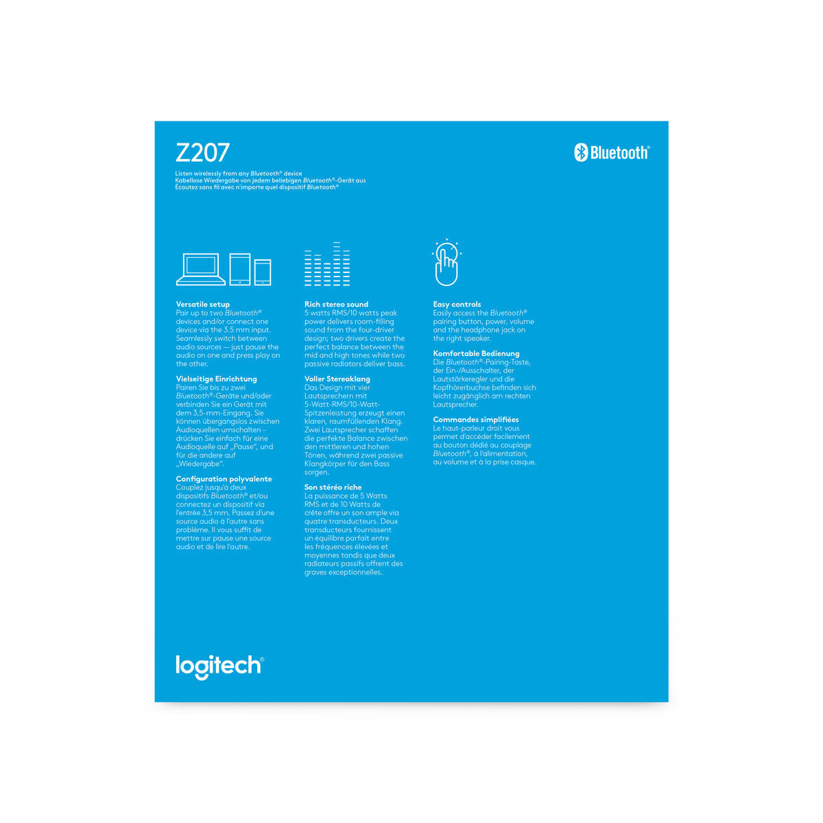Bluetooth-kaiuttimet 2.0, 5 W, valkoinen - pöytäkaiuttimet PC:lle, Logitech