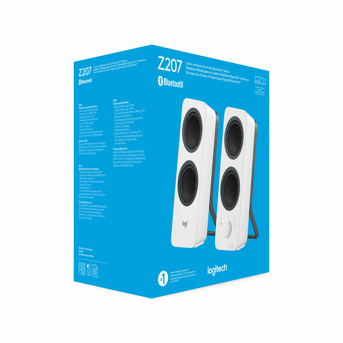 Bluetooth-kaiuttimet 2.0, 5 W, valkoinen - pöytäkaiuttimet PC:lle, Logitech