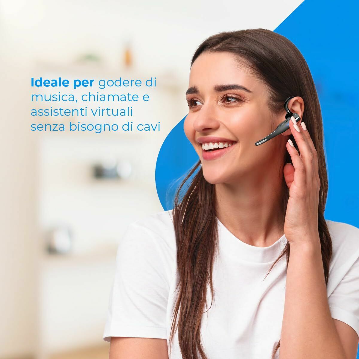 Bluetooth-kuuloke korvankoukulla, in-ear, langaton, muovinen runko, musta