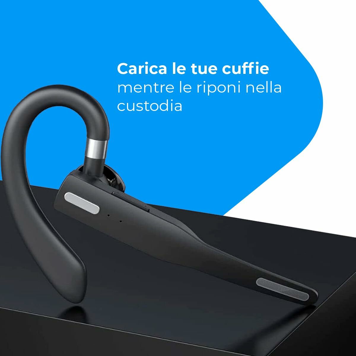 Bluetooth-kuuloke korvankoukulla, in-ear, langaton, muovinen runko, musta
