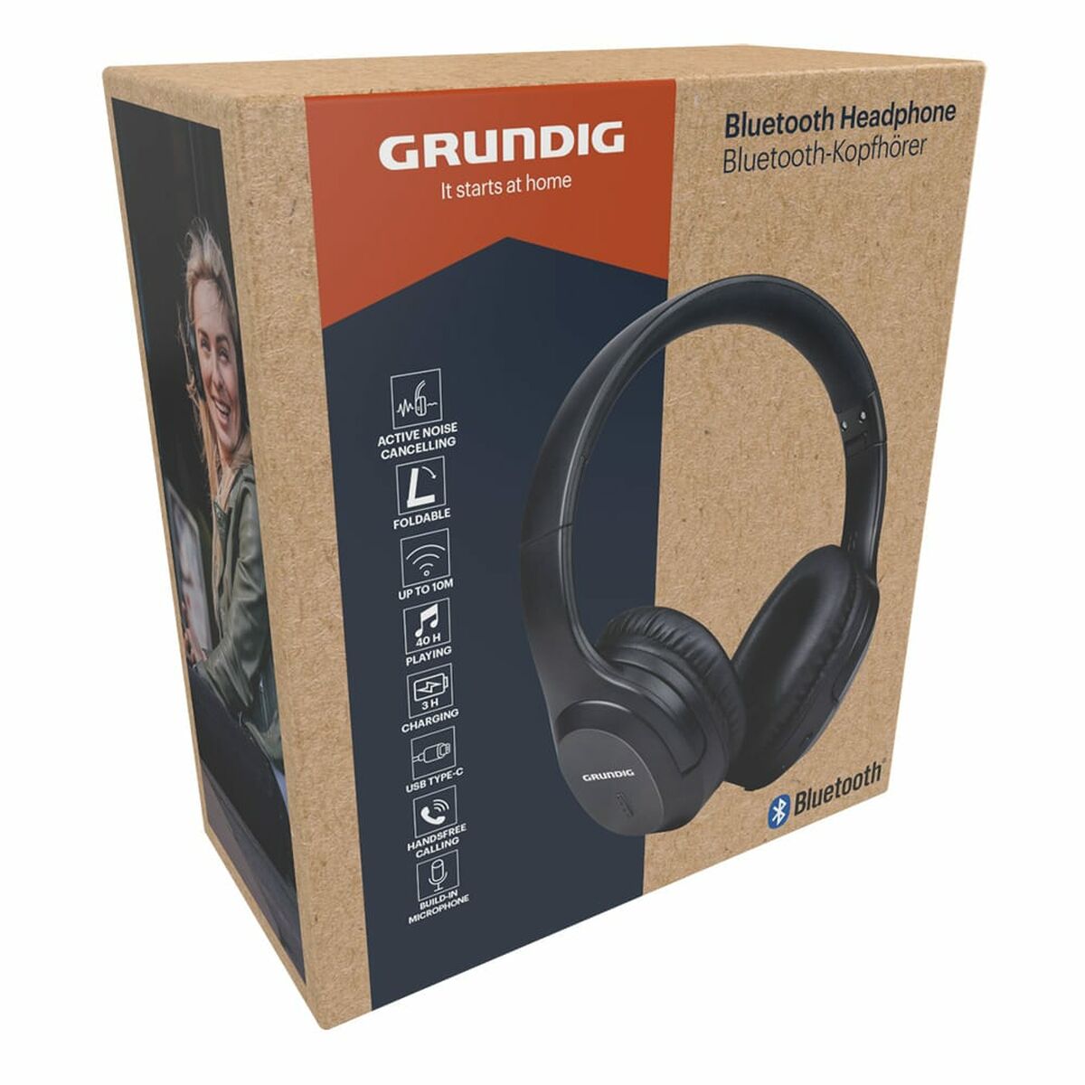 Bluetooth-kuulokkeet melunvaimennus, taittuvat, mikrofoni & USB-C matkalle