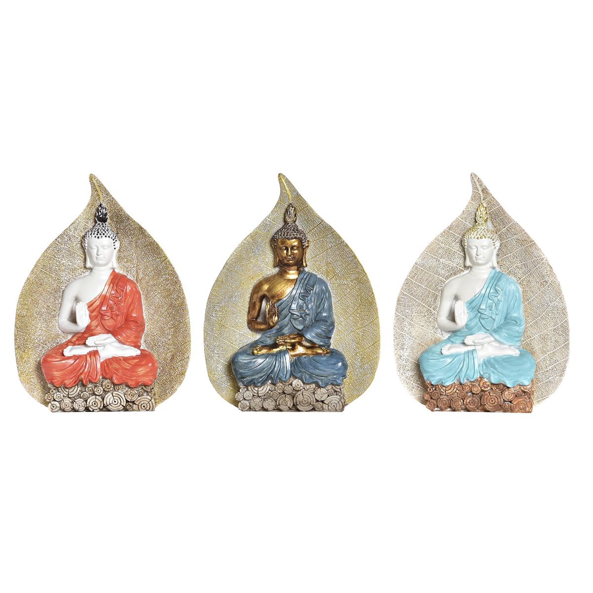 Buddha koriste, 15,5 x 5 x 20,7 cm, 3 kpl, itämainen, sininen punainen oranssi
