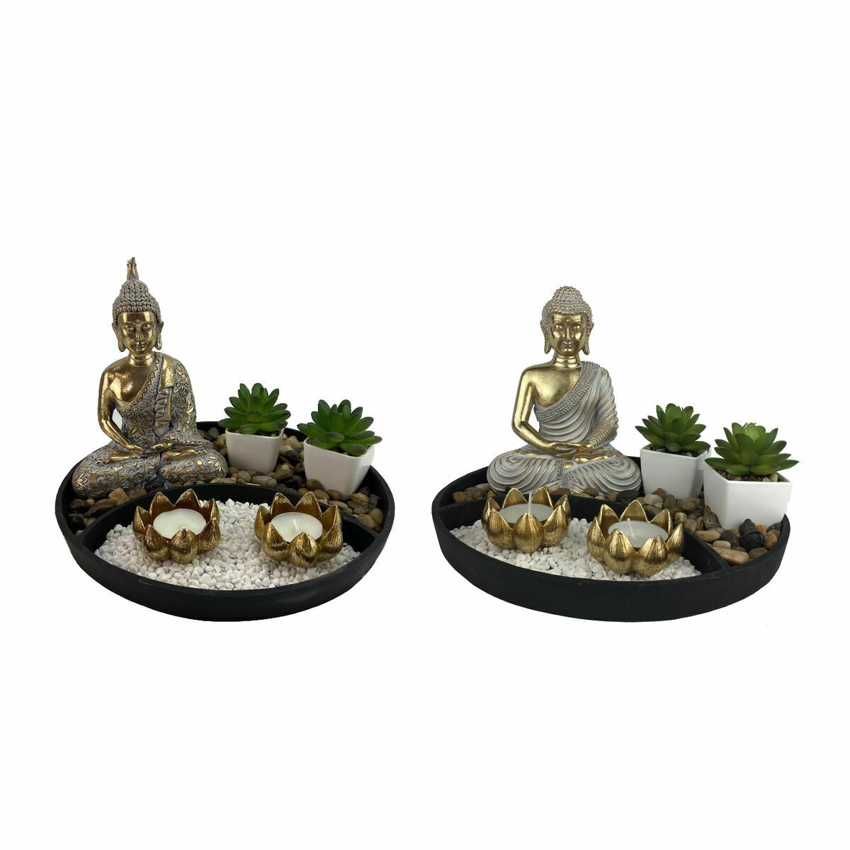 Buddha koristeasetelma 26 x 26 x 18 cm, 2 kpl, itämainen puutarha, moniväri