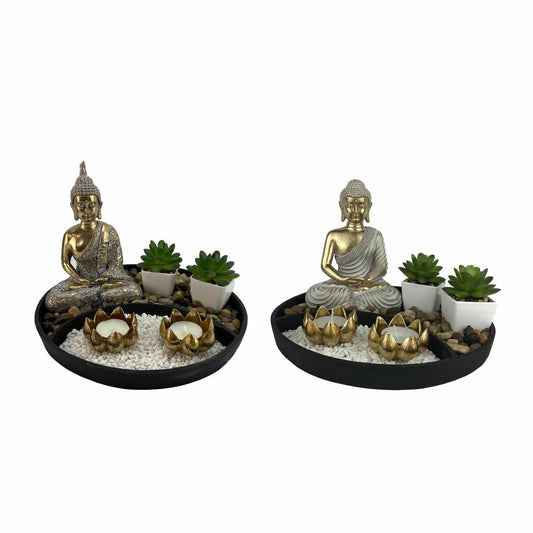 Buddha koristeasetelma 26 x 26 x 18 cm, 2 kpl, itämainen puutarha, moniväri