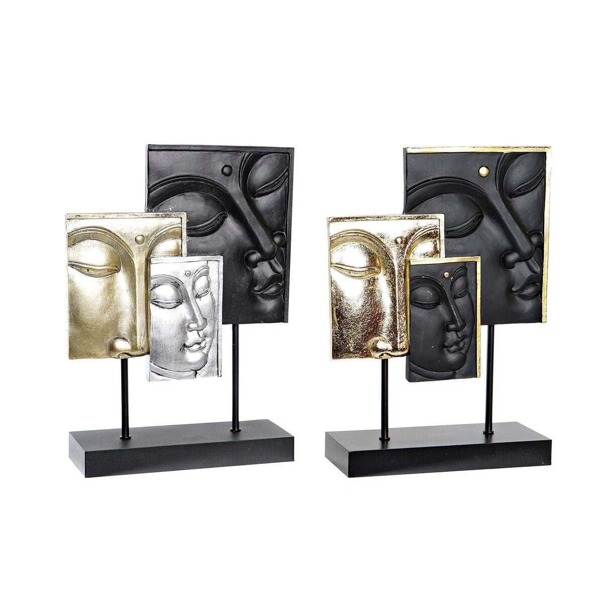 Buddha koristehahmo pöytäkoriste musta & kullattu 2 kpl, 22,5 x 8 x 30,7 cm
