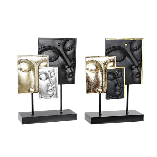 Buddha koristehahmo pöytäkoriste musta & kullattu 2 kpl, 22,5 x 8 x 30,7 cm