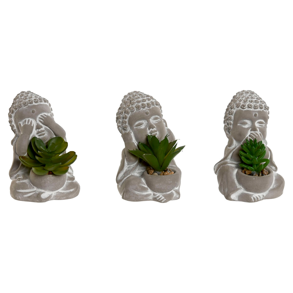 Buddha koristepatsas 3 kpl, sementti & polyeteeni, 8,5×7×11 cm, itämainen
