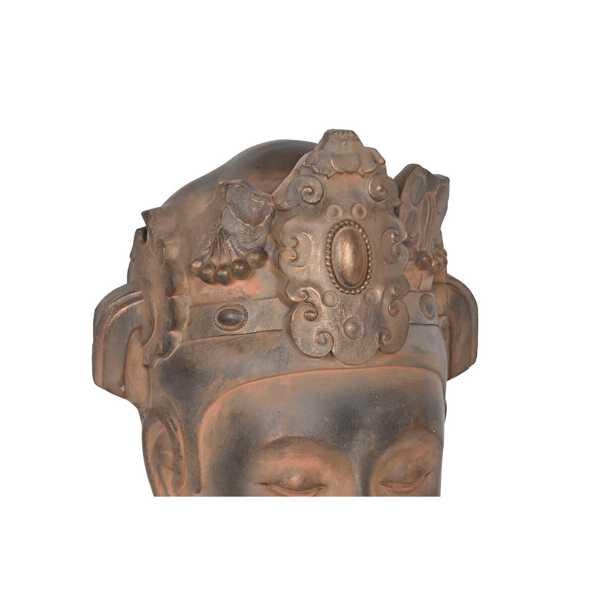 Buddha-pää koriste, resiini 38 cm, ruskea & musta, itämainen koristehahmo