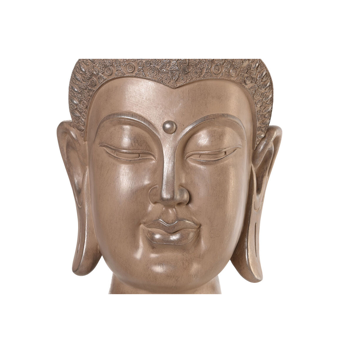 Buddha-pää koriste, resiininen ruskea 30 x 29 x 58 cm, sisustukseen huoneeseen