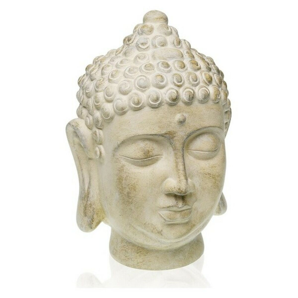 Buddha-pää koristepatsas, resiini, pyöreä muoto 19×26×18 cm