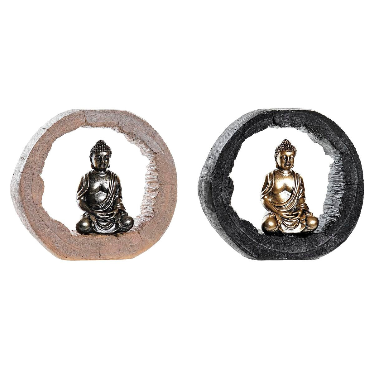 Buddha patsas, musta & kullattu, resiinistä, 20,8 x 6 x 18,5 cm, 2 kpl