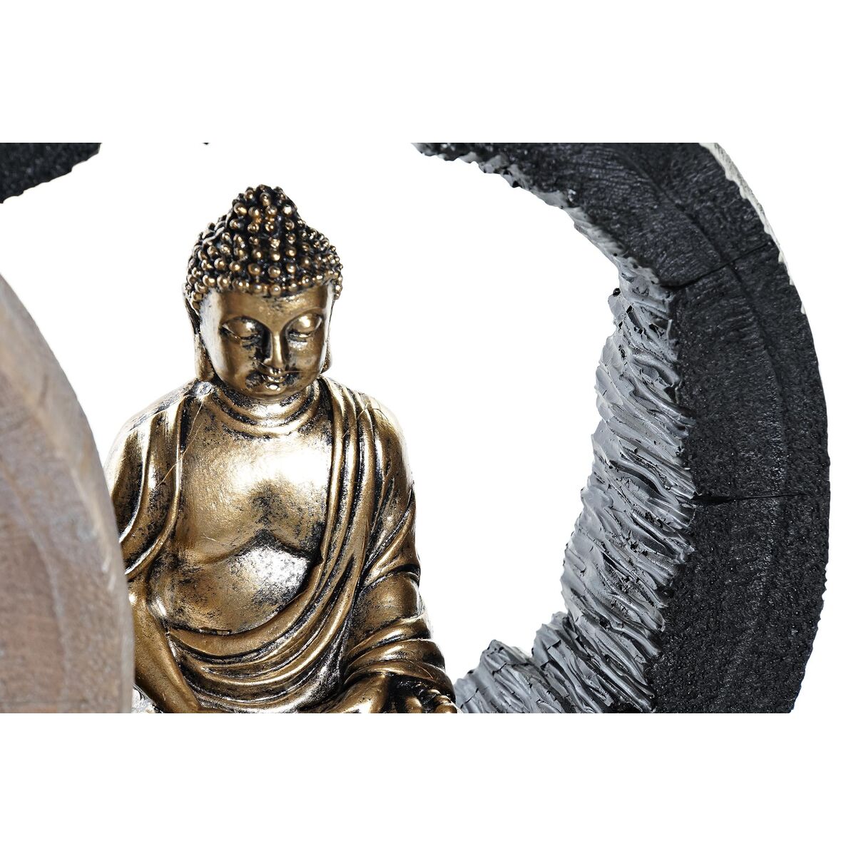 Buddha patsas, musta & kullattu, resiinistä, 20,8 x 6 x 18,5 cm, 2 kpl