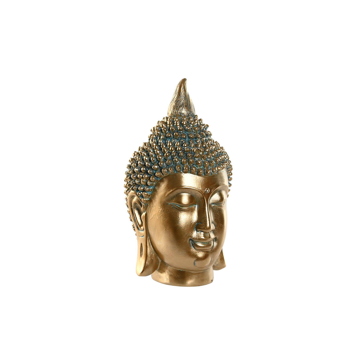 Buddha-pää koriste kullattu 28 cm, itämainen sisustuskoriste olohuoneeseen