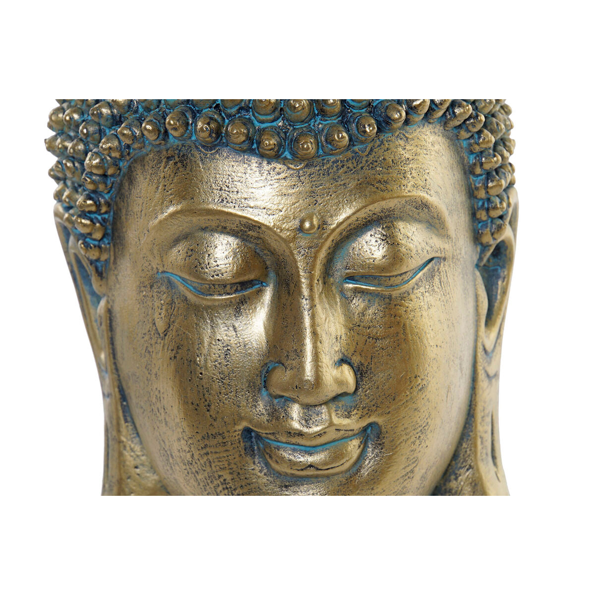 Buddha-pää koriste kullattu 28 cm, itämainen sisustuskoriste olohuoneeseen