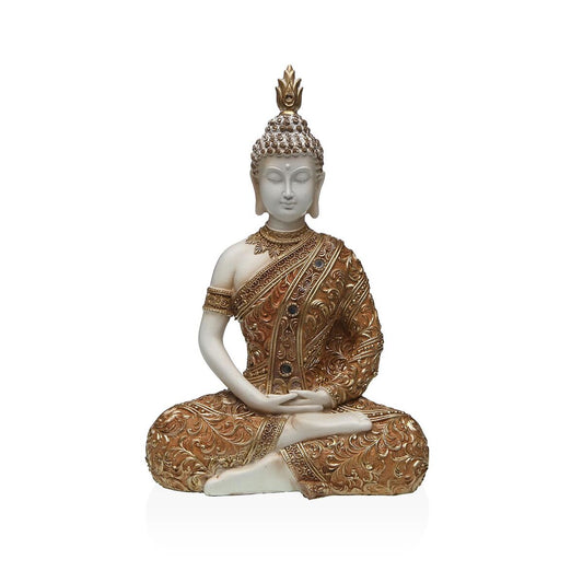 Buddha-patsas, kultainen resiini 8,5 x 26 x 17,5 cm - koristehahmo sisustukseen