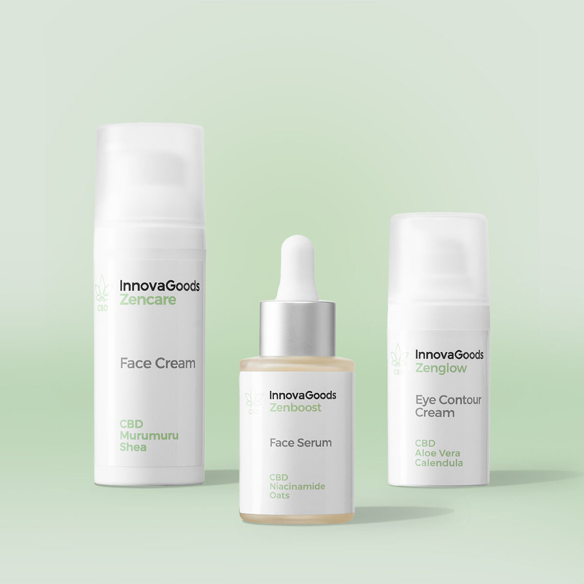 CBD kasvohoitosetti kosteuttava, serum + silmänympärys + voide, herkälle iholle
