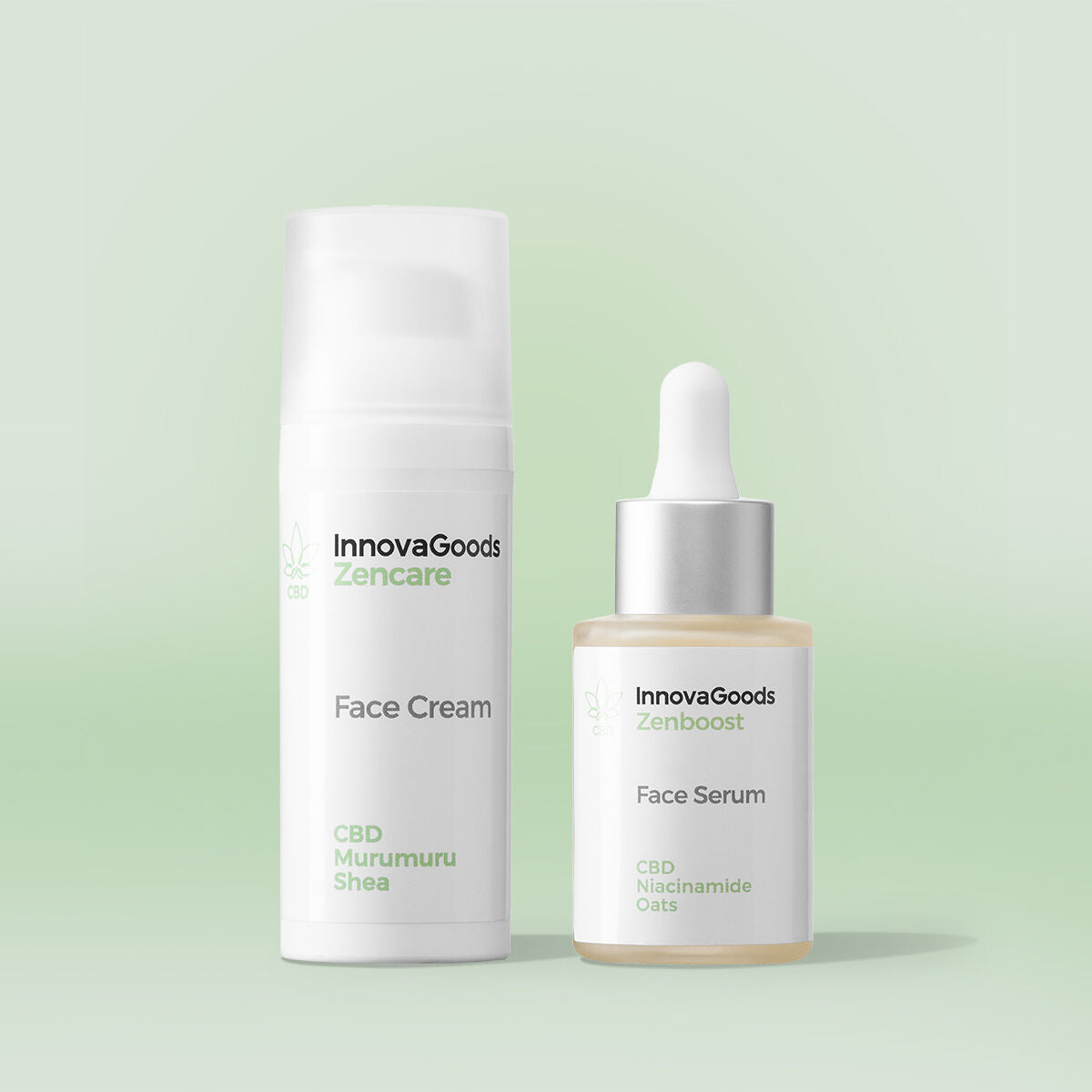 CBD kasvoseerumi ja kasvovoide duo 30+50 ml, herkälle iholle, THC-vapaa