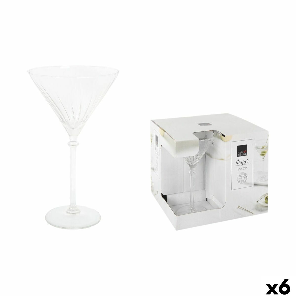 Cocktail-lasi 4 kpl, kristallikuvioitu martini-lasi setti Royal Leerdam