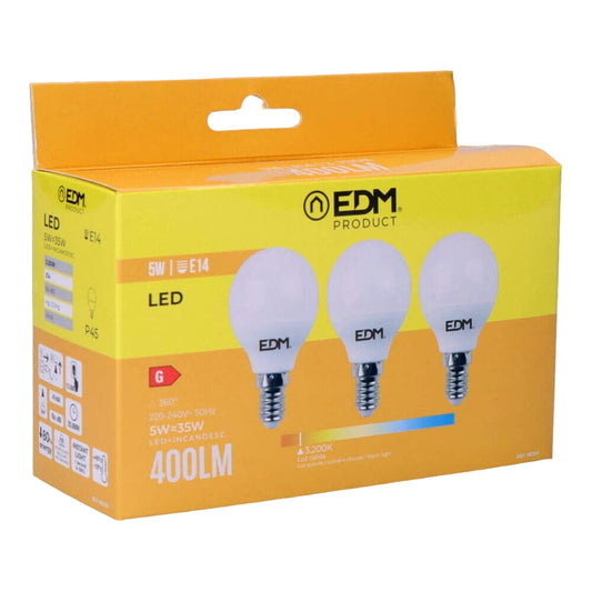 E14 LED-polttimo 400 lm 3200 K 3 kpl, lämmin valo, 5 W (35 W ekv.) Ø4,5×8 cm