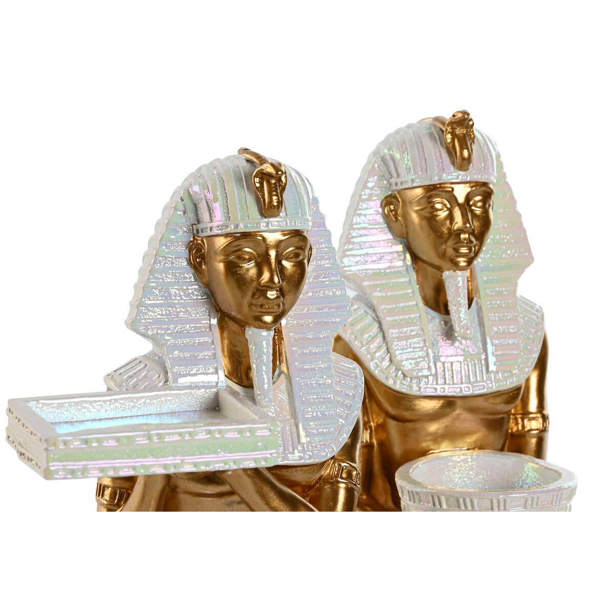 Egyptiläinen koristehahmo kullattu valkoinen hartsi 12,5 x 17 x 25 cm, 2 kpl