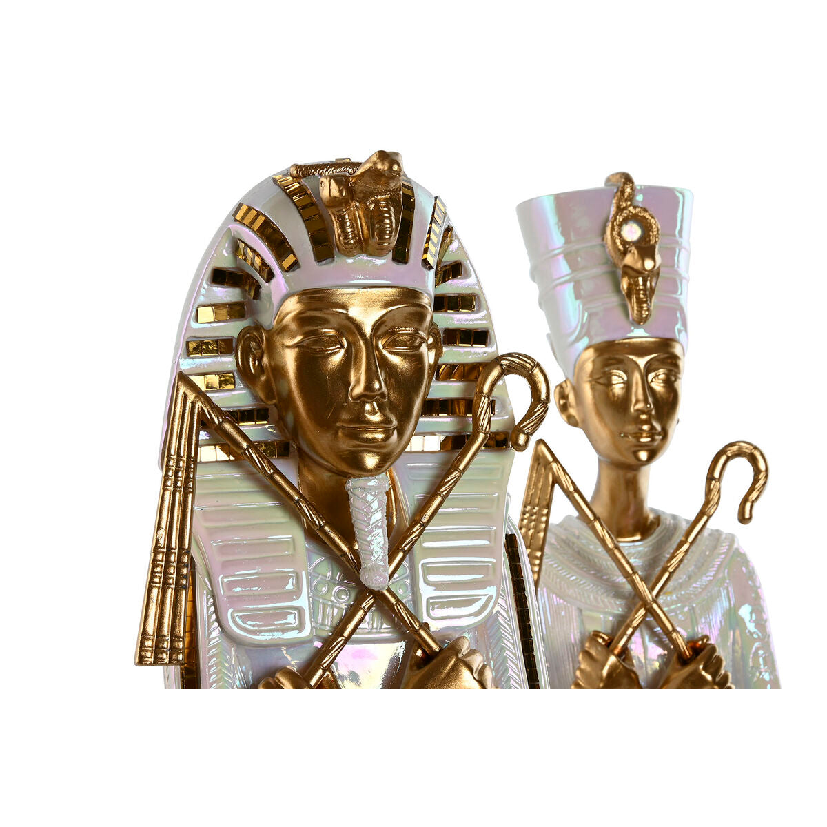 Egyptiläinen koristepatsas kullattu hartsi 52 cm, 2 kpl, valkoinen & kulta